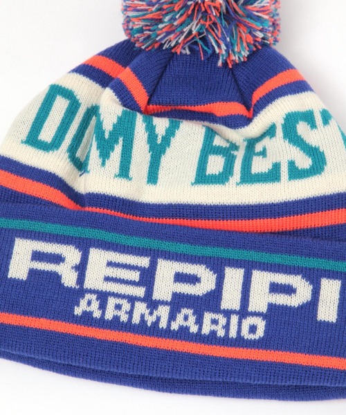 repipi armario（レピピ アルマリオ）の「スポポンポンワッチ（ニットキャップ/ビーニー・キッズ・ホワイト/ブラック/ブルー・FREE）」の8枚目の写真