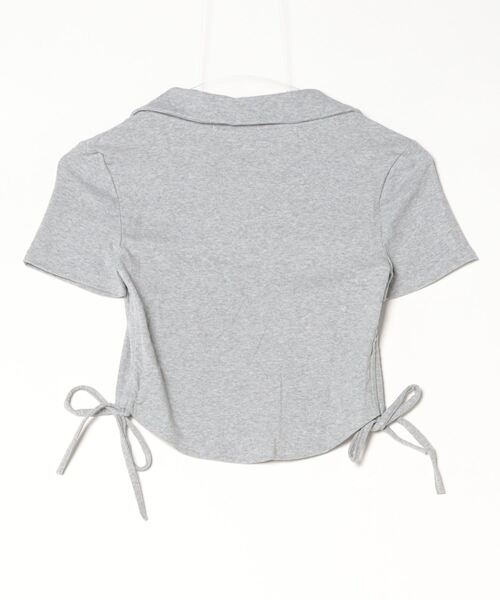 オープンカラーサイドリボンTシャツ（Tシャツ/カットソー