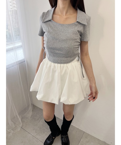 【a✩プロフ必読様】ダーリッチ オープンリボンTシャツ フリーサイズ ホワイト ダーリッチ Darich ドットリボンTシャツ （ブラック