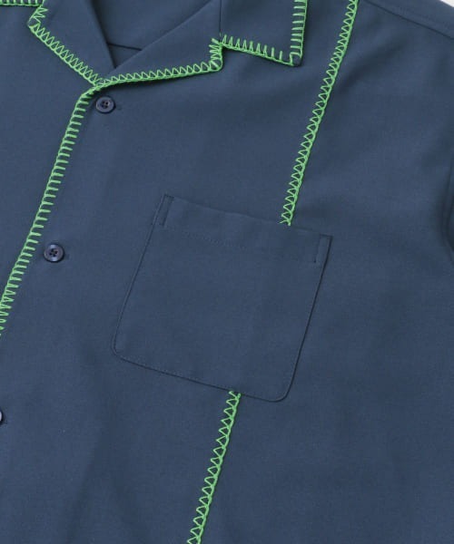 SENSE OF PLACE by URBAN RESEARCH(センスオブプレイスバイアーバンリサーチ)の「ブランケットステッチショートスリーブシャツ(シャツ/ブラウス・メンズ・ブラック/ベージュ/ネイビー・LARGE/MEDIUM)」の7枚目の写真