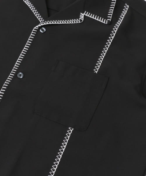 SENSE OF PLACE by URBAN RESEARCH(センスオブプレイスバイアーバンリサーチ)の「ブランケットステッチショートスリーブシャツ(シャツ/ブラウス・メンズ・ブラック/ベージュ/ネイビー・LARGE/MEDIUM)」の6枚目の写真