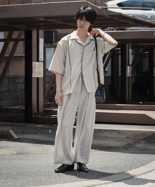 SENSE OF PLACE by URBAN RESEARCH(センスオブプレイスバイアーバンリサーチ)の「ブランケットステッチショートスリーブシャツ(シャツ/ブラウス・メンズ・ブラック/ベージュ/ネイビー・LARGE/MEDIUM)」の21枚目の写真