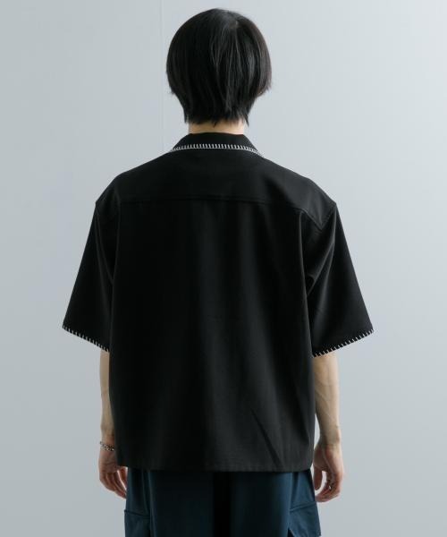 SENSE OF PLACE by URBAN RESEARCH(センスオブプレイスバイアーバンリサーチ)の「ブランケットステッチショートスリーブシャツ(シャツ/ブラウス・メンズ・ブラック/ベージュ/ネイビー・LARGE/MEDIUM)」の18枚目の写真