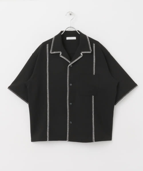 SENSE OF PLACE by URBAN RESEARCH(センスオブプレイスバイアーバンリサーチ)の「ブランケットステッチショートスリーブシャツ(シャツ/ブラウス・メンズ・ブラック/ベージュ/ネイビー・LARGE/MEDIUM)」の16枚目の写真