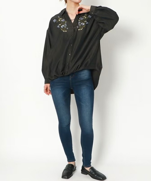 GORGE（ゴージ）の「刺しゅうバックレースアップタケノコシャツ（シャツ/ブラウス・レディース・スミクロ/ピンク/オフホワイト・F）」の8枚目の写真