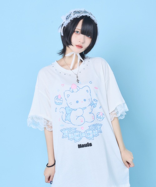 【セール】ぽわぽわハートレースBIGTEE（Tシャツ/カットソー）｜Hauls（ハウルズ）