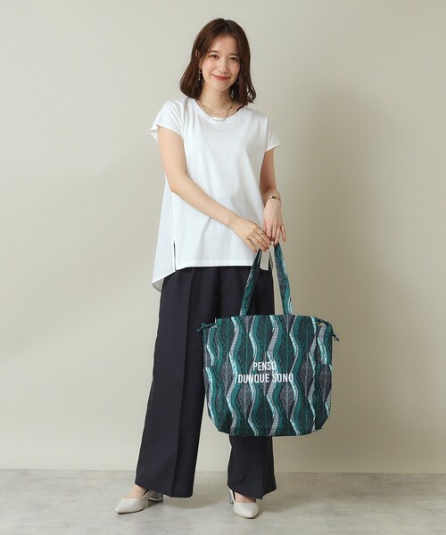 ITS'DEMO（イッツデモ）の「◆【A4対応／2WAY】ラタプリントトート（トートバッグ・レディース・ブルー系その他/イエロー/ダークグリーン/グリーン系1/ブラック系/オレンジ系その他2・00）」の9枚目の写真