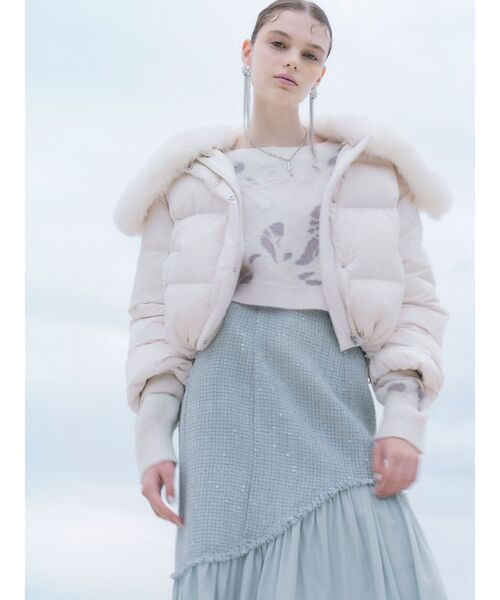 MERCURYDUO（マーキュリーデュオ）の「ファーカラーショートダウン（ダウンジャケット/コート・レディース・ベージュ/アイボリー・FREE）」の8枚目の写真