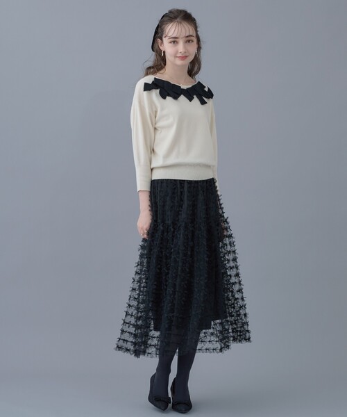 couture brooch（クチュールブローチ）の「◆【ほろ甘フェミニンニット】リボンネックニット（ニット/セーター・レディース・ブラック系3/アイボリー系3/ブラウン系その他5・38/42）」の17枚目の写真