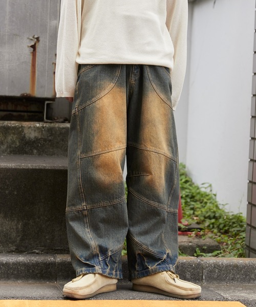 SHORT ROUND（ショートラウンド）の「SHORT ROUND/スーパービッグバレルレッグデニムパンツ（デニムパンツ・メンズ・コバルトブルー/ブラック系その他・LARGE/MEDIUM）」の14枚目の写真