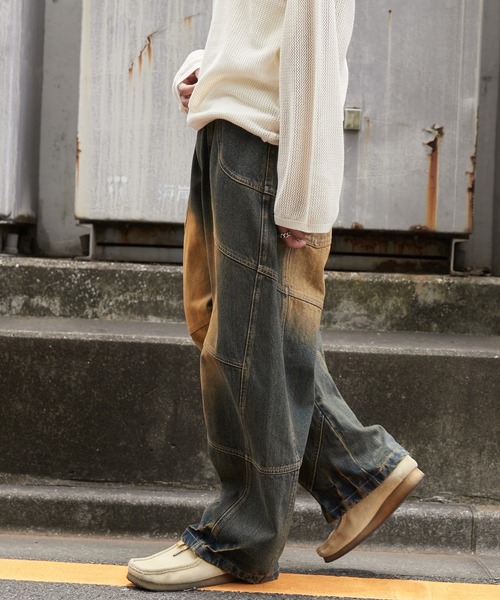 SHORT ROUND（ショートラウンド）の「SHORT ROUND/スーパービッグバレルレッグデニムパンツ（デニムパンツ・メンズ・コバルトブルー/ブラック系その他・LARGE/MEDIUM）」の12枚目の写真