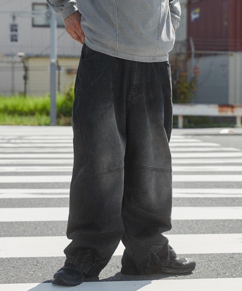 SHORT ROUND（ショートラウンド）の「SHORT ROUND/スーパービッグバレルレッグデニムパンツ（デニムパンツ・メンズ・コバルトブルー/ブラック系その他・LARGE/MEDIUM）」の6枚目の写真