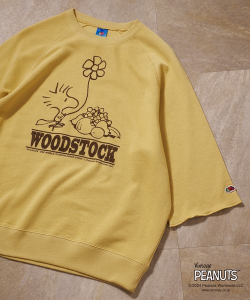 FRUIT OF THE LOOM(フルーツオブザルーム)の「FRUIT OF THE LOOMxPEANUTS 七分袖スウェット(スウェット・メンズ・オフホワイト/ピンク/グリーン/イエロー・S/M/L)」の4枚目の写真