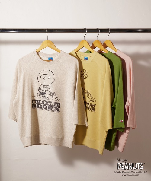 FRUIT OF THE LOOM(フルーツオブザルーム)の「FRUIT OF THE LOOMxPEANUTS 七分袖スウェット(スウェット・メンズ・オフホワイト/ピンク/グリーン/イエロー・S/M/L)」の5枚目の写真
