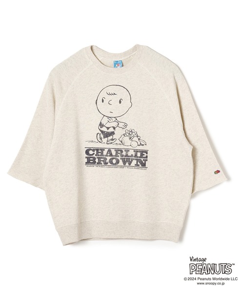 FRUIT OF THE LOOM(フルーツオブザルーム)の「FRUIT OF THE LOOMxPEANUTS 七分袖スウェット(スウェット・メンズ・オフホワイト/ピンク/グリーン/イエロー・S/M/L)」の6枚目の写真