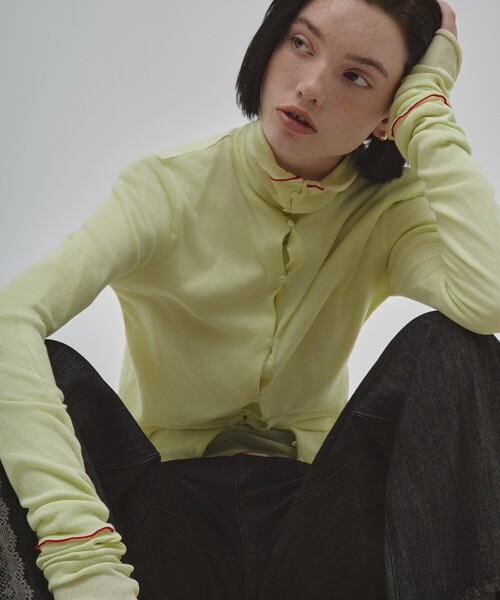 Firsthand（ファーストハンド）の「Firsthand/ファーストハンド ガーゼ天竺ハイネックカーディガン / 2WAY仕様（Tシャツ/カットソー・レディース・ブラック/ブルーグリーン/ホワイト/ピンク・ﾌﾘ-）」の3枚目の写真