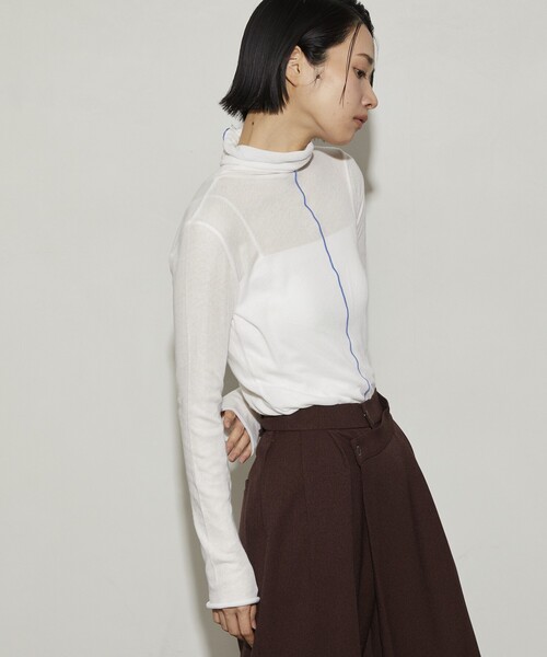 Firsthand（ファーストハンド）の「Firsthand/ファーストハンド ガーゼ天竺ハイネックカーディガン / 2WAY仕様（Tシャツ/カットソー・レディース・ブラック/ブルーグリーン/ホワイト/ピンク・ﾌﾘ-）」の5枚目の写真