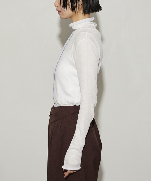 Firsthand（ファーストハンド）の「Firsthand/ファーストハンド ガーゼ天竺ハイネックカーディガン / 2WAY仕様（Tシャツ/カットソー・レディース・ブラック/ブルーグリーン/ホワイト/ピンク・ﾌﾘ-）」の12枚目の写真