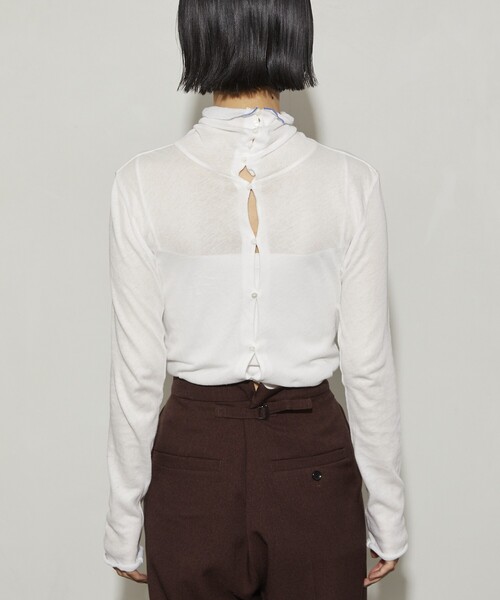 Firsthand（ファーストハンド）の「Firsthand/ファーストハンド ガーゼ天竺ハイネックカーディガン / 2WAY仕様（Tシャツ/カットソー・レディース・ブラック/ブルーグリーン/ホワイト/ピンク・ﾌﾘ-）」の10枚目の写真