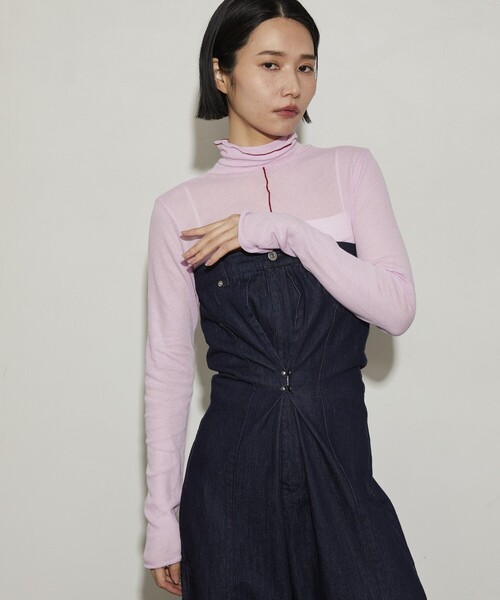 Firsthand（ファーストハンド）の「Firsthand/ファーストハンド ガーゼ天竺ハイネックカーディガン / 2WAY仕様（Tシャツ/カットソー・レディース・ブラック/ブルーグリーン/ホワイト/ピンク・ﾌﾘ-）」の9枚目の写真