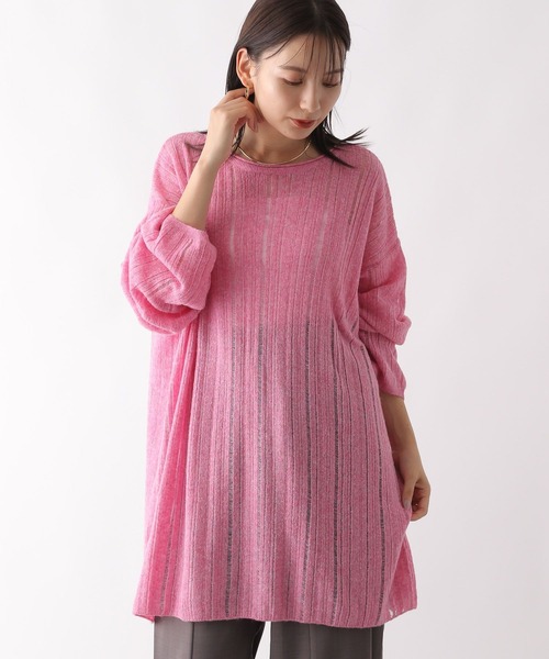 LEPSIM（レプシィム）の「12ゲージシアーニットチュニック　133392（チュニック・レディース・グレー/オフホワイト/ピンク/チャコールグレー・FREE）」の4枚目の写真