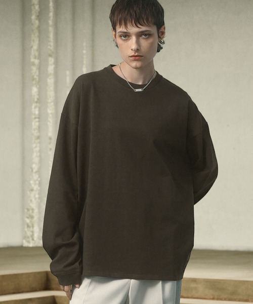 EMMA CLOTHES（エマクローズ）の「ヘビーウェイトルーズベーシックマルチスタイルTシャツ（Tシャツ/カットソー・メンズ・ダークグリーン/ネイビー/ブラック/ホワイト/ダークブラウン/ライトグレー/チャコール・L/M/S）」の5枚目の写真