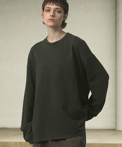 EMMA CLOTHES（エマクローズ）の「ヘビーウェイトルーズベーシックマルチスタイルTシャツ（Tシャツ/カットソー・メンズ・ダークグリーン/ネイビー/ブラック/ホワイト/ダークブラウン/ライトグレー/チャコール・L/M/S）」の4枚目の写真