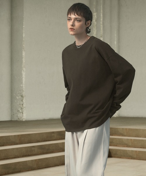 EMMA CLOTHES（エマクローズ）の「ヘビーウェイトルーズベーシックマルチスタイルTシャツ（Tシャツ/カットソー・メンズ・ダークグリーン/ネイビー/ブラック/ホワイト/ダークブラウン/ライトグレー/チャコール・L/M/S）」の9枚目の写真