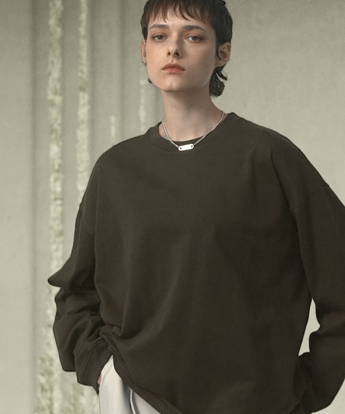 EMMA CLOTHES（エマクローズ）の「ヘビーウェイトルーズベーシックマルチスタイルTシャツ（Tシャツ/カットソー・メンズ・ダークグリーン/ネイビー/ブラック/ホワイト/ダークブラウン/ライトグレー/チャコール・L/M/S）」の10枚目の写真