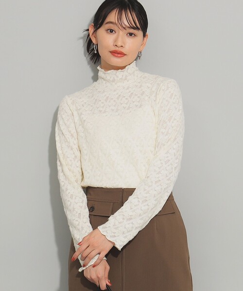 Ray BEAMS（レイビームス）の「キモウ レース ハイネック トップス（Tシャツ/カットソー・レディース・ブラック/オフホワイト・ONE SIZE）」の6枚目の写真