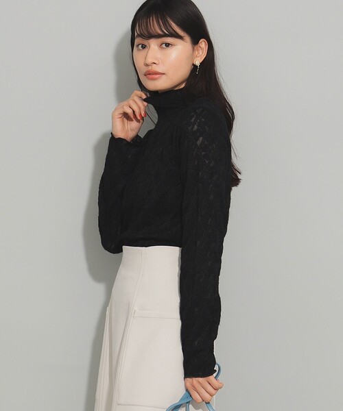 Ray BEAMS（レイビームス）の「キモウ レース ハイネック トップス（Tシャツ/カットソー・レディース・ブラック/オフホワイト・ONE SIZE）」の12枚目の写真