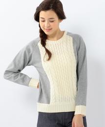 coen | 裏毛フロントニットドッキングプルオーバー(スウェット)