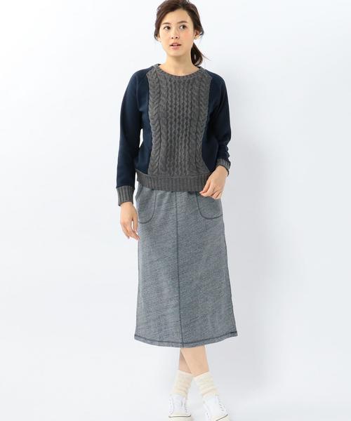 coen(コーエン)の「裏毛フロントニットドッキングプルオーバー(スウェット・レディース・グレー/ネイビー・LARGE/MEDIUM)」の10枚目の写真