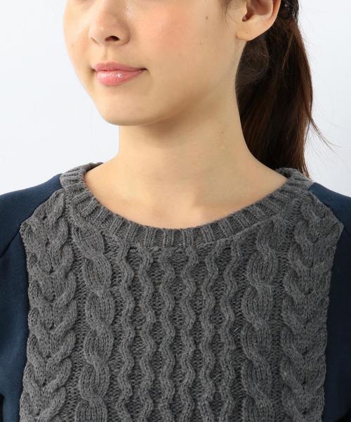 coen(コーエン)の「裏毛フロントニットドッキングプルオーバー(スウェット・レディース・グレー/ネイビー・LARGE/MEDIUM)」の6枚目の写真