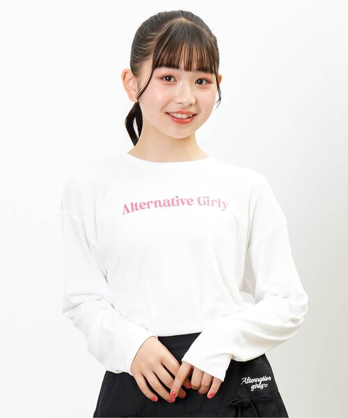 algy(アルジー)の「もちふわワッペンロンT(Tシャツ/カットソー・キッズ・ブラック/オフホワイト/イエロー・XXX-SMALL/SMALL/MEDIUM/X-SMALL/XX-SMALL)」の2枚目の写真