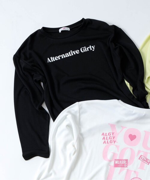 algy(アルジー)の「もちふわワッペンロンT(Tシャツ/カットソー・キッズ・ブラック/オフホワイト/イエロー・XXX-SMALL/SMALL/MEDIUM/X-SMALL/XX-SMALL)」の3枚目の写真