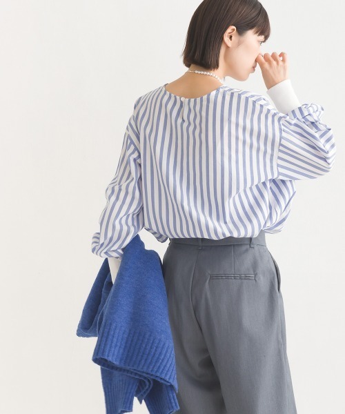 OMNES（オムネス）の「製品洗いコットンブロード裾ラウンドレイヤードブラウス（シャツ/ブラウス・レディース・ホワイト/ブラック系その他/ブラック系その他2/ライトグレー/グレー系その他/ベージュ系その他/ベージュ系その他2/ブルー系その他/ベージュ系その他3/ライトブルー・FREE）」の18枚目の写真