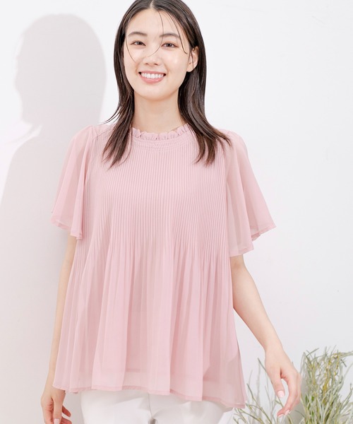 Jayro(ジャイロ)の「プリーツ調シフォンフリルトップス(シャツ/ブラウス・レディース・ホワイト系その他/ライトグリーン/ピンク/ブルー/ブラック・FREE)」の5枚目の写真