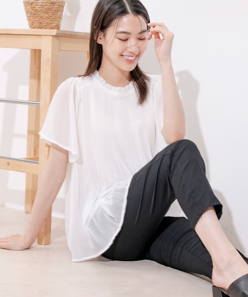 Jayro(ジャイロ)の「プリーツ調シフォンフリルトップス(シャツ/ブラウス・レディース・ホワイト系その他/ライトグリーン/ピンク/ブルー/ブラック・FREE)」の10枚目の写真