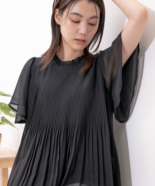 Jayro(ジャイロ)の「プリーツ調シフォンフリルトップス(シャツ/ブラウス・レディース・ホワイト系その他/ライトグリーン/ピンク/ブルー/ブラック・FREE)」の12枚目の写真