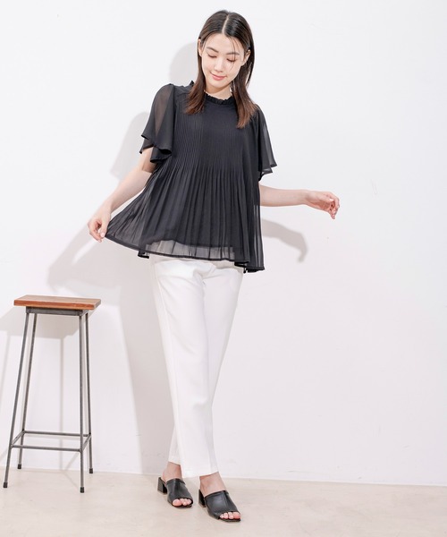 Jayro(ジャイロ)の「プリーツ調シフォンフリルトップス(シャツ/ブラウス・レディース・ホワイト系その他/ライトグリーン/ピンク/ブルー/ブラック・FREE)」の15枚目の写真