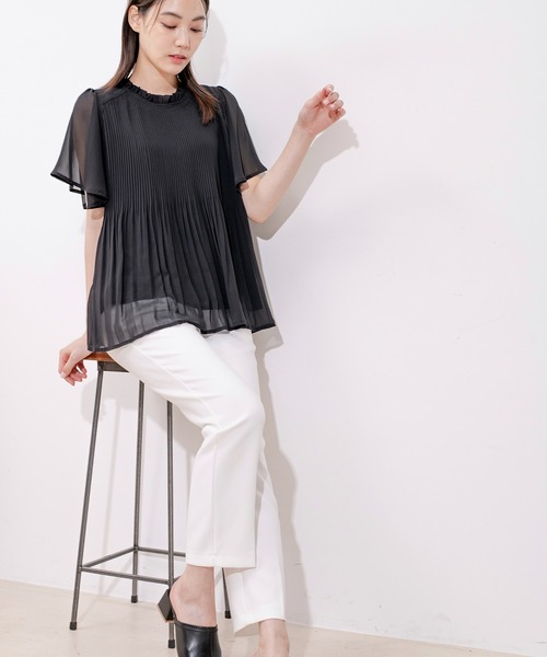 Jayro(ジャイロ)の「プリーツ調シフォンフリルトップス(シャツ/ブラウス・レディース・ホワイト系その他/ライトグリーン/ピンク/ブルー/ブラック・FREE)」の16枚目の写真