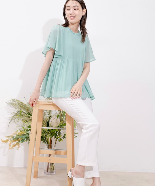 Jayro(ジャイロ)の「プリーツ調シフォンフリルトップス(シャツ/ブラウス・レディース・ホワイト系その他/ライトグリーン/ピンク/ブルー/ブラック・FREE)」の20枚目の写真