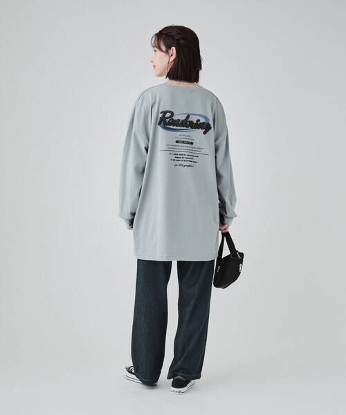 Cutie Blonde(キューティーブロンド)の「【洗える】サガラ刺繍オーバーサイズロンT(Tシャツ/カットソー・レディース・チャコールグレー/ホワイト系/ライトブルー/ブラック・00)」の15枚目の写真