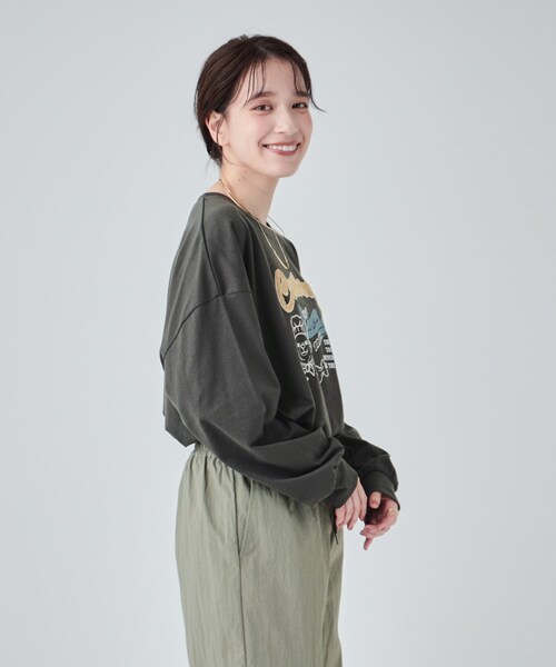 Cutie Blonde(キューティーブロンド)の「【洗える】サガラ刺繍オーバーサイズロンT(Tシャツ/カットソー・レディース・チャコールグレー/ホワイト系/ライトブルー/ブラック・00)」の18枚目の写真