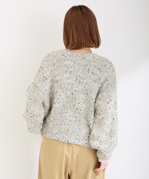 B.C STOCK（ベーセーストック）の「《追加》ポコポコヤーンミックス2WAYカーディガン（ニット/セーター・レディース・ホワイト/チャコールグレー/ネイビー・FREE）」の6枚目の写真