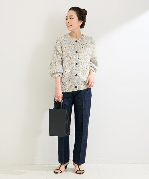 B.C STOCK（ベーセーストック）の「《追加》ポコポコヤーンミックス2WAYカーディガン（ニット/セーター・レディース・ホワイト/チャコールグレー/ネイビー・FREE）」の7枚目の写真