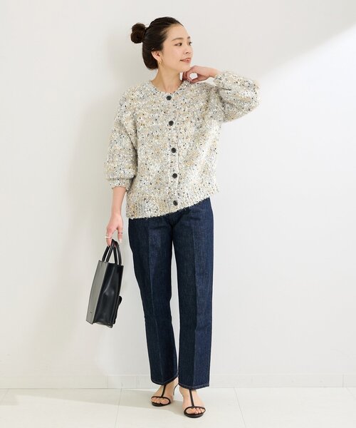 B.C STOCK（ベーセーストック）の「《追加》ポコポコヤーンミックス2WAYカーディガン（ニット/セーター・レディース・ホワイト/チャコールグレー/ネイビー・FREE）」の8枚目の写真