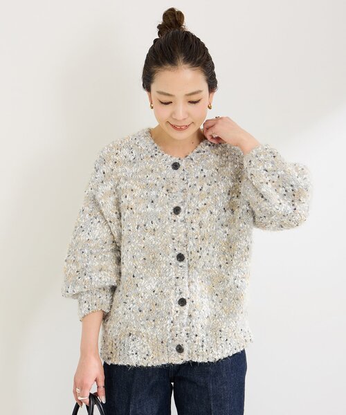 B.C STOCK（ベーセーストック）の「《追加》ポコポコヤーンミックス2WAYカーディガン（ニット/セーター・レディース・ホワイト/チャコールグレー/ネイビー・FREE）」の11枚目の写真