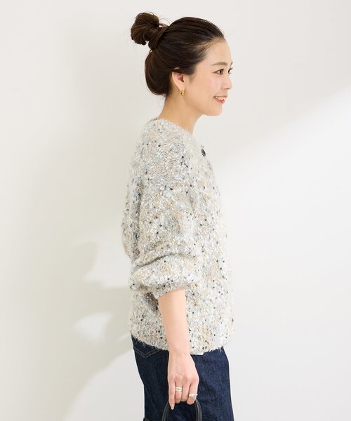 B.C STOCK（ベーセーストック）の「《追加》ポコポコヤーンミックス2WAYカーディガン（ニット/セーター・レディース・ホワイト/チャコールグレー/ネイビー・FREE）」の12枚目の写真